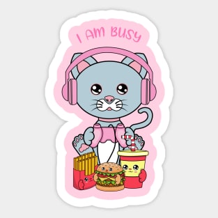 I am busy, cute cat playing videogames Sticker